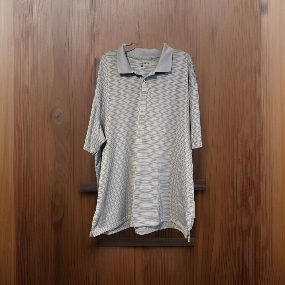 Saddlebred Polo Shirt Mens 2XLT Gray Striped Performance Golf Casual